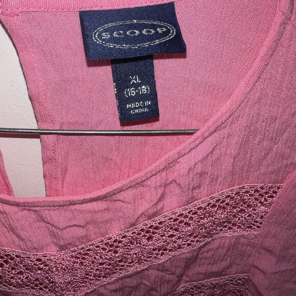 Scoop Women's Top XL-16-18 Pink  Long Sleeve Blouson Sleeve  NWT Ruffle Top - Picture 8 of 9